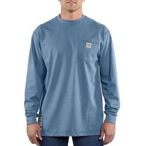 Carhartt Men’s Flame Resistant Force Cotton Long-Sleeve T-Shirt in Blue Size XL